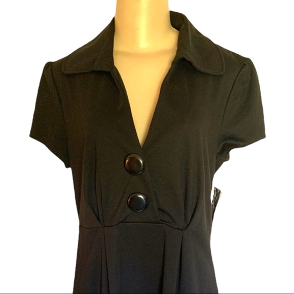 NWT Love Culture Fit & Flare Plunge V-Neck Button Detail Midi Career Dress SM - Picture 11 of 11